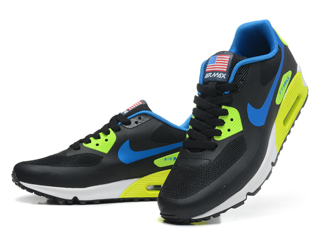 New Men'S Nike Air Max Black/Greenyellow/Dodgerblue